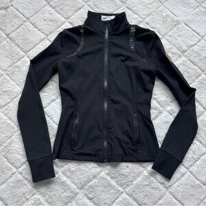 City Girl Equestrian | Black Laser Cut Full Zip Jacket | Size Small